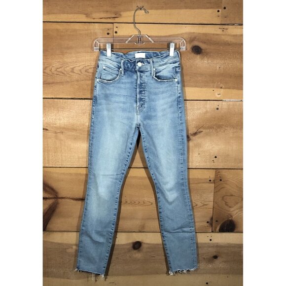 Mother The Stunner Ankle Fray Button Fly Jeans Womens Size 24 Skinny Denim - Picture 1 of 14